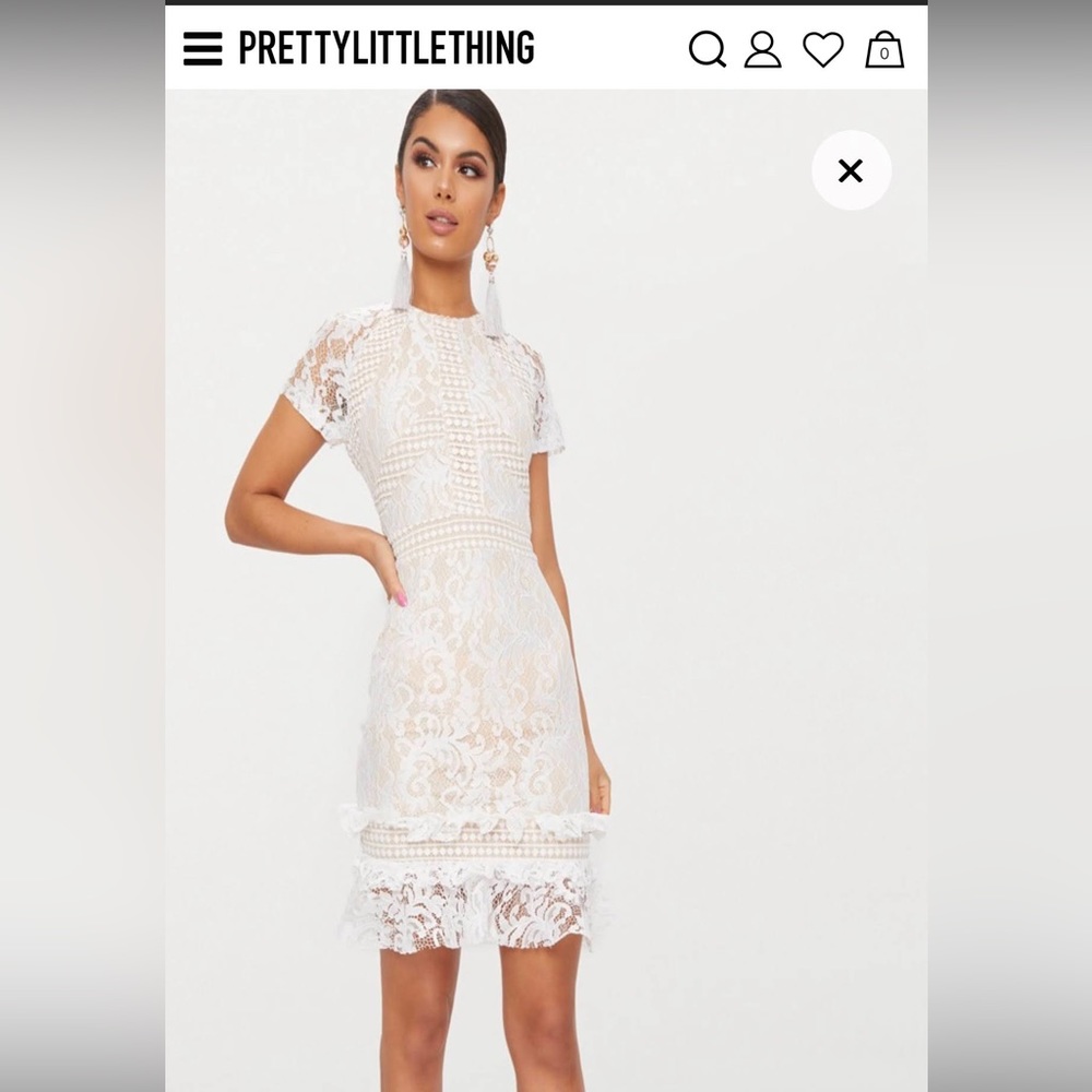 CREME PLT FRILL DRESS! Worn once and perfect fit! Perfect for any occasion!